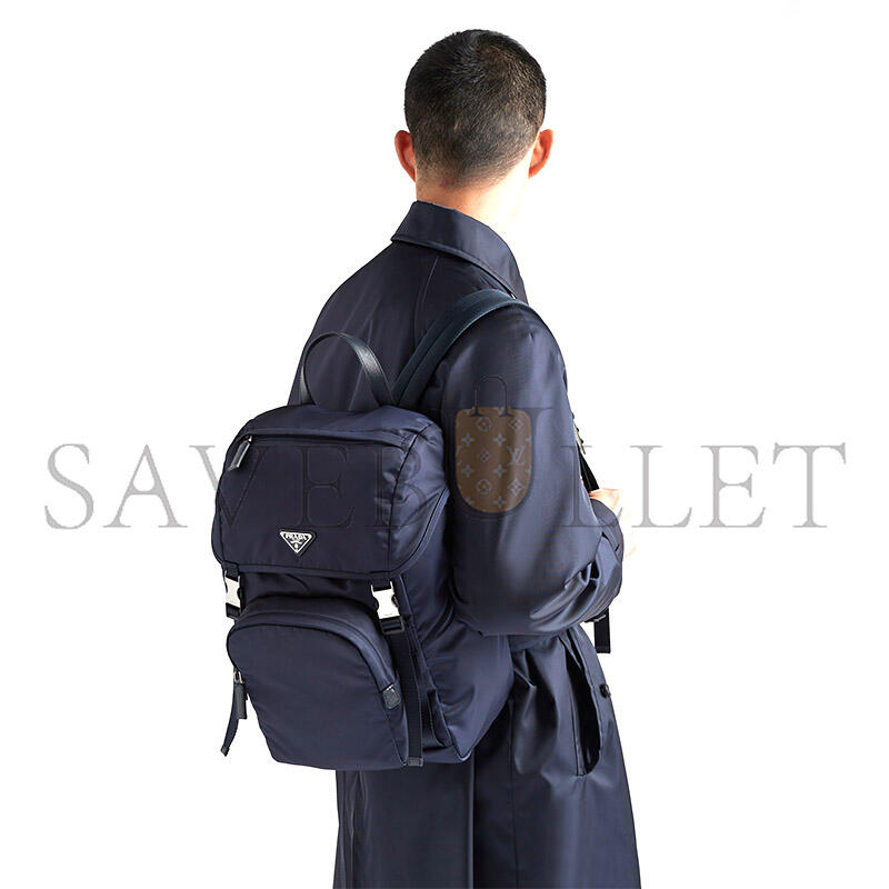 Pra*a re-nylon and saffiano leather backpack 2vz135 (45*27*17cm)